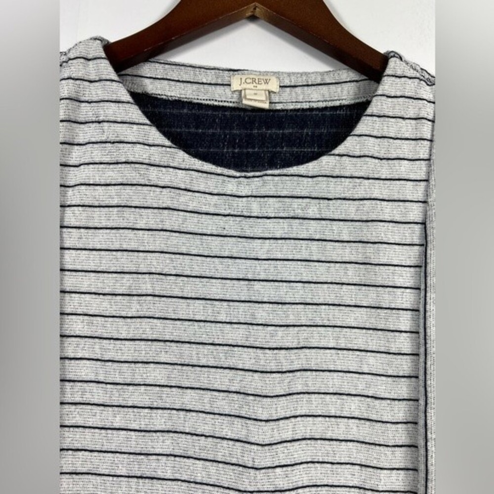 J.Crew Factory Blue/Gray Striped Tank Blouse 100% Cotton Size Medium - Picture 3 of 10